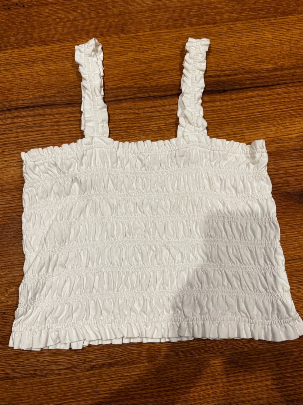 Treasure & Bond White Smocked Ruffle Camisole